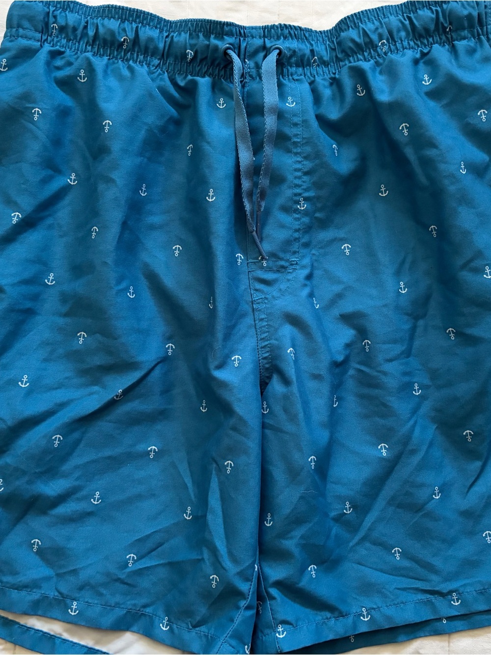 Old Navy Teal Anchor Print Swim Trunks for Youth
